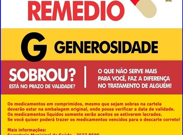 Campanha objetiva arrecadar medicamentos para pacientes em situação de vulnerabilidade social