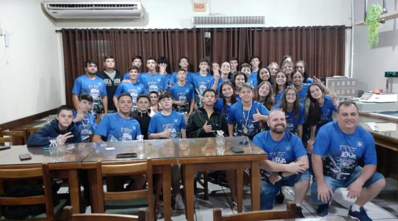 Professores Dande e Ica com atletas do Handebol